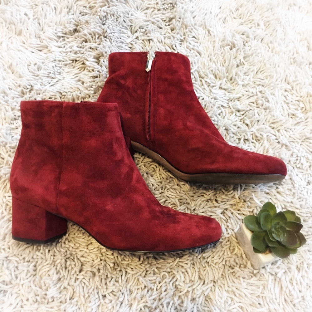Sam Edelman Red Suede Ankle Boots